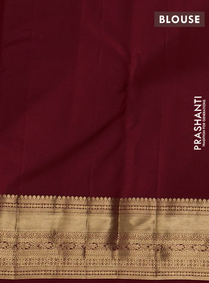Pure kanchipuram silk saree maroon with allover zari woven brocade weaves and rich zari woven border