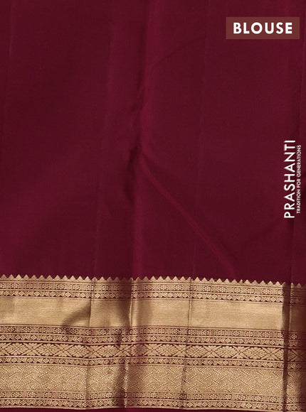 Pure kanchipuram silk saree wine shade with allover zari woven brocade weaves and rich zari woven border