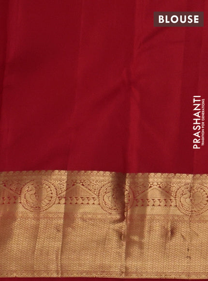 Pure kanchipuram silk saree red with allover zari woven zig zag brocade weaves and rich zari woven border