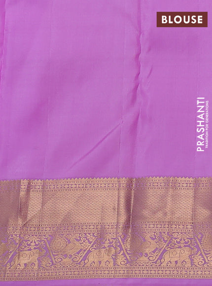 Pure kanchipuram silk saree lavender with allover zari woven brocade weaves and rich zari woven border