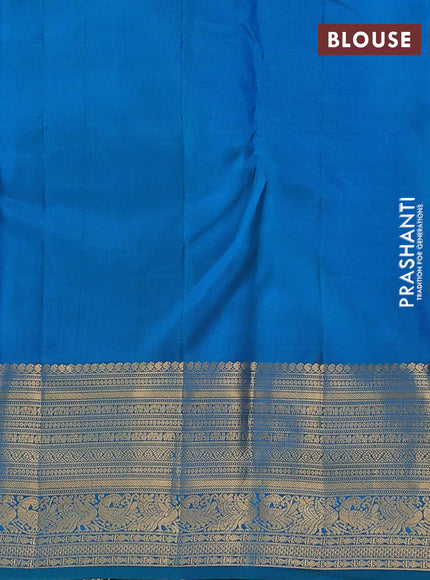 Pure kanchipuram silk saree cs blue with allover zari woven brocade weaves and rich zari woven border
