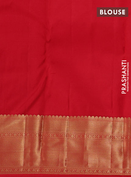Pure kanchipuram silk saree red with allover zari woven brocade weaves and rich zari woven border