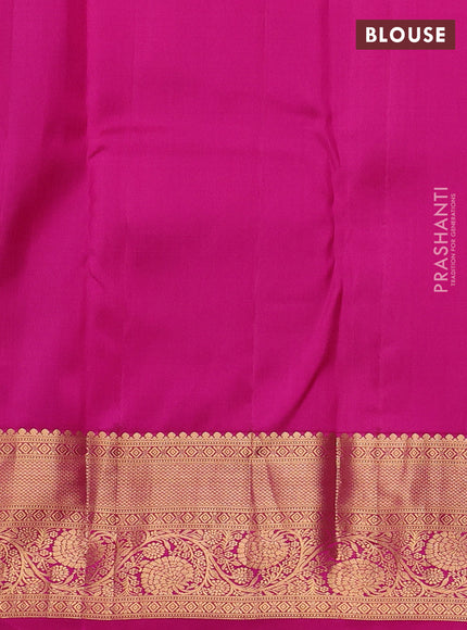 Pure kanchipuram silk saree dual shade of purple and pink with allover zari woven brocade weaves and rich zari woven border
