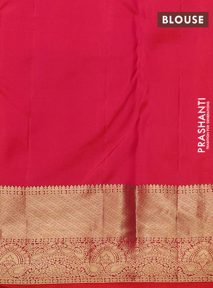 Pure kanchipuram silk saree orange with allover zari woven brocade weaves and rich zari woven border