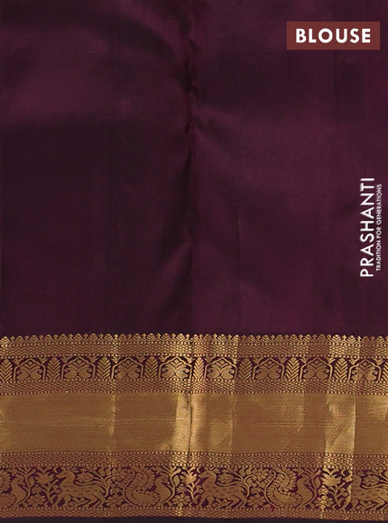 Pure kanchipuram silk saree deep wine shade with allover zari woven brocade weaves and rich zari woven border
