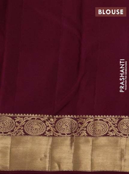 Pure kanchipuram silk saree wine shade with allover zari woven brocade weaves and rich zari woven border