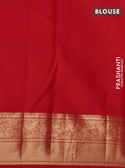 Pure kanchipuram silk saree red with allover zari woven brocade weaves and rich zari woven border
