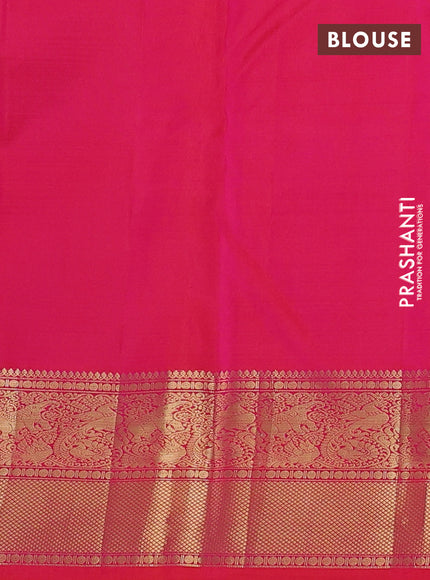 Pure kanchipuram silk saree pink with allover zari woven brocade weaves and rich zari woven border