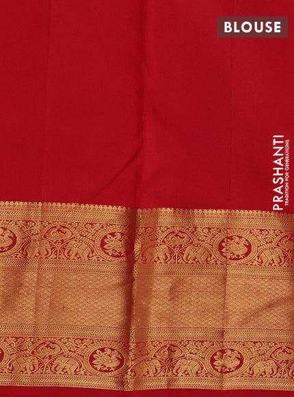 Pure kanchipuram silk saree red with allover zari woven brocade weaves and long rich zari woven border