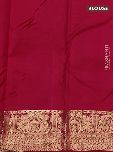 Pure kanchipuram silk saree dark pink with allover zari woven brocade weaves and rich zari woven border
