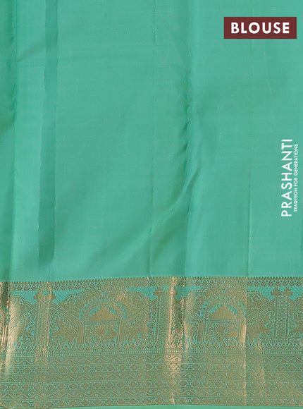 Pure kanchipuram silk saree pastel green with allover zari woven brocade weaves and rich zari woven border