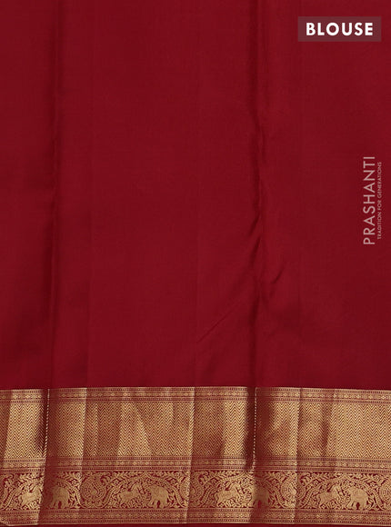 Pure kanchipuram silk saree maroon with allover zari woven brocade weaves and rich zari woven border