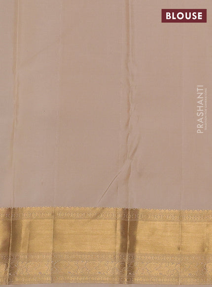 Pure kanchipuram silk saree cream with allover zari woven brocade weaves and rich zari woven border