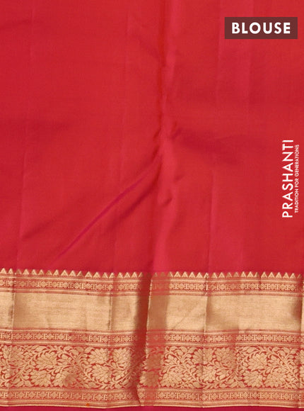 Pure kanchipuram silk saree pink with allover zari woven brocade weaves and rich zari woven border