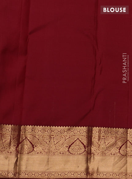 Pure kanchipuram silk saree deep maroon with allover zari woven brocade weaves and rich zari woven border