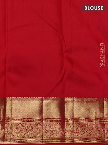 Pure kanchipuram silk saree red with allover zari woven brocade weaves and rich zari woven border