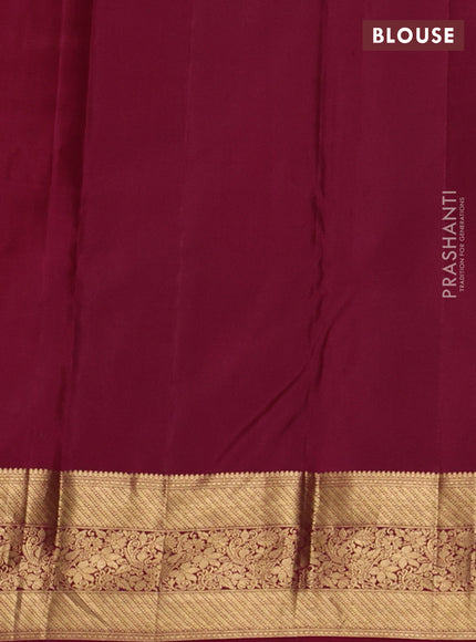 Pure kanchipuram silk saree wine shade with allover zari woven brocade weaves and rich zari woven border