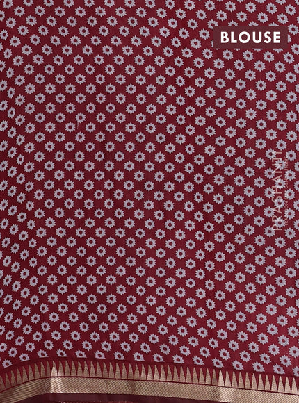 Semi maheshwari cotton saree black and maroon with floral butta prints and zari woven border