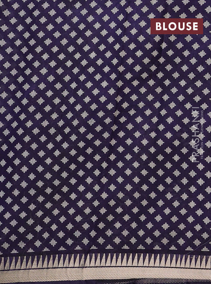 Semi maheshwari cotton saree sap green and navy blue with allover prints and zari woven border