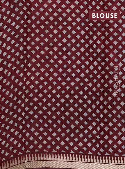 Semi maheshwari cotton saree black and maroon with allover prints and zari woven border