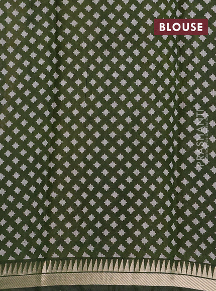 Semi maheshwari cotton saree mustard yellow and sap green with allover prints and zari woven border