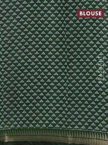 Semi maheshwari cotton saree navy blue and green with allover prints and zari woven border