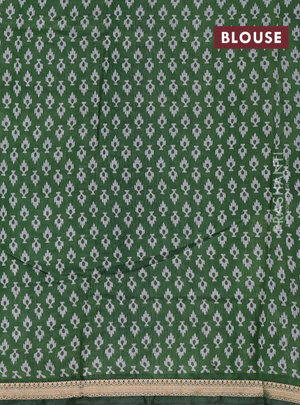 Semi maheshwari cotton saree blue and green with allover prints and zari woven border