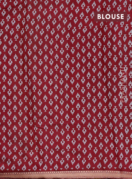 Semi maheshwari cotton saree mustard yellow and maroon with allover prints and zari woven border