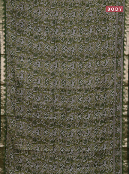 Semi maheshwari cotton saree pastel green with allover prints and zari woven border
