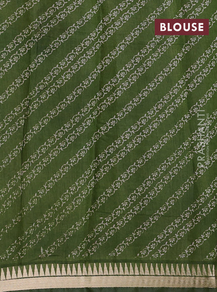 Semi maheshwari cotton saree pastel green with allover prints and zari woven border