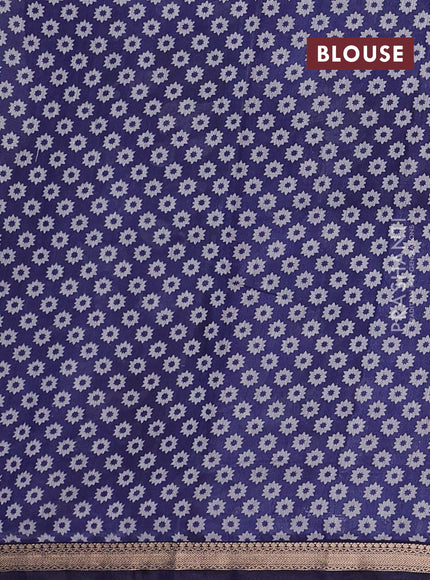 Semi maheshwari cotton saree grey and navy blue with allover kalamkari prints and zari woven border