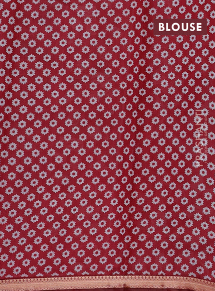 Semi maheshwari cotton saree grey and maroon with allover kalamkari prints and zari woven border