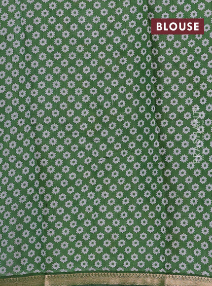 Semi maheshwari cotton saree grey and green with allover kalamkari prints and zari woven border