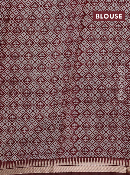 Semi maheshwari cotton saree black and maroon with butta prints and zari woven border