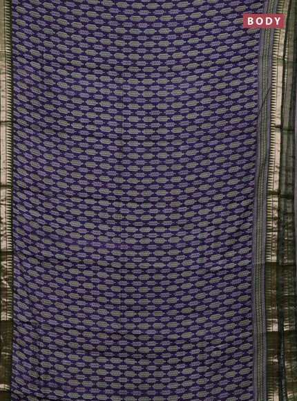 Semi maheshwari cotton saree blue and sap green with butta prints and zari woven border