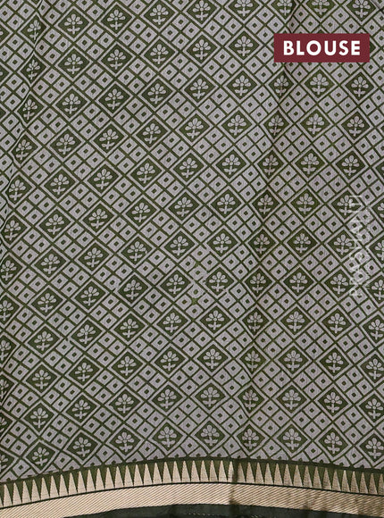 Semi maheshwari cotton saree blue and sap green with butta prints and zari woven border