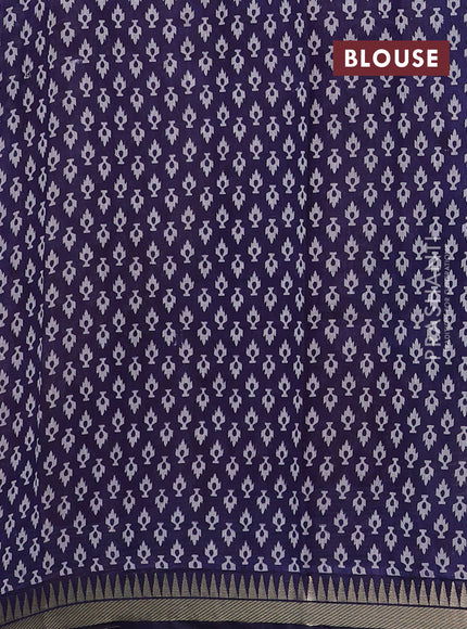 Semi maheshwari cotton saree maroon and navy blue with butta prints and zari woven border
