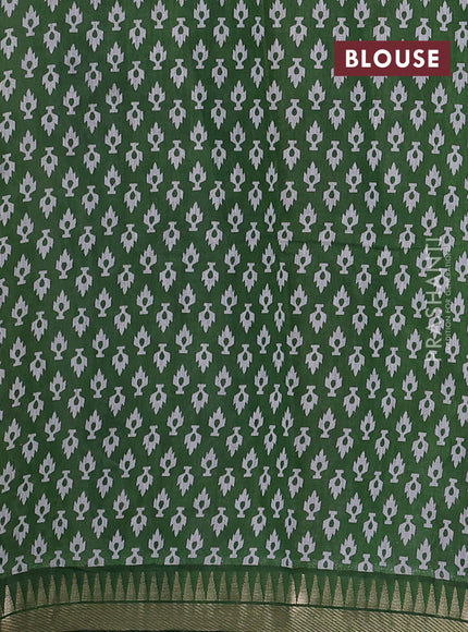 Semi maheshwari cotton saree navy blue and green with butta prints and zari woven border
