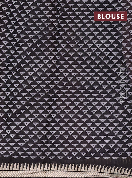 Semi maheshwari cotton saree maroon and black with allover prints and zari woven border