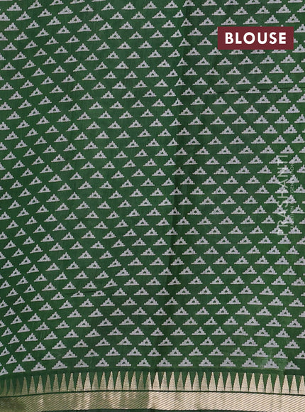 Semi maheshwari cotton saree dark blue and green with allover prints and zari woven border