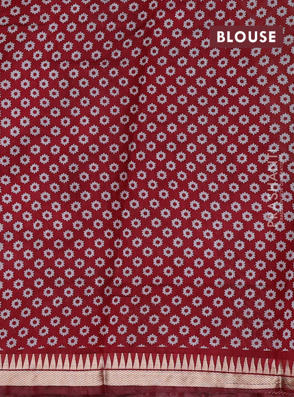 Semi maheshwari cotton saree mustard yellow and maroon with allover zig zag prints and zari woven border
