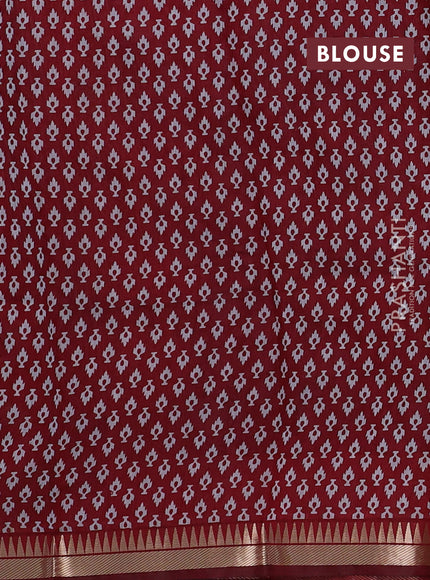 Semi maheshwari cotton saree blue and maroon with allover prints and zari woven border