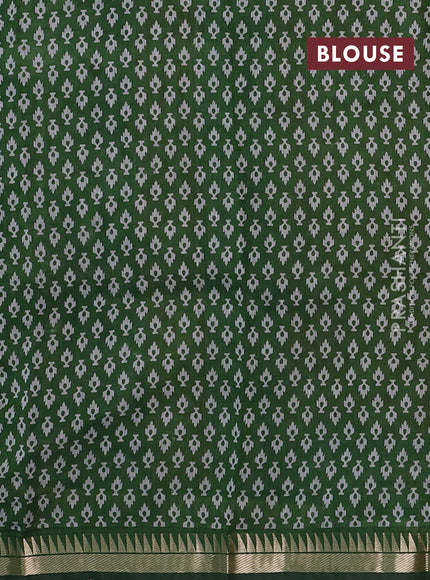 Semi maheshwari cotton saree mustard yellow and sap green with allover prints and zari woven border