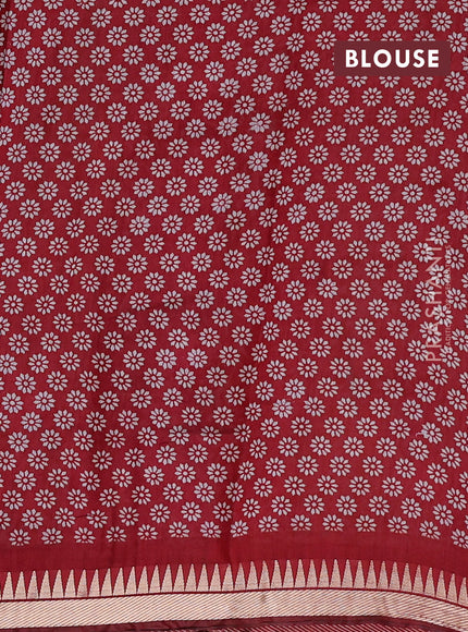 Semi maheshwari cotton saree mustard yellow and maroon with allover ikat prints and zari woven border