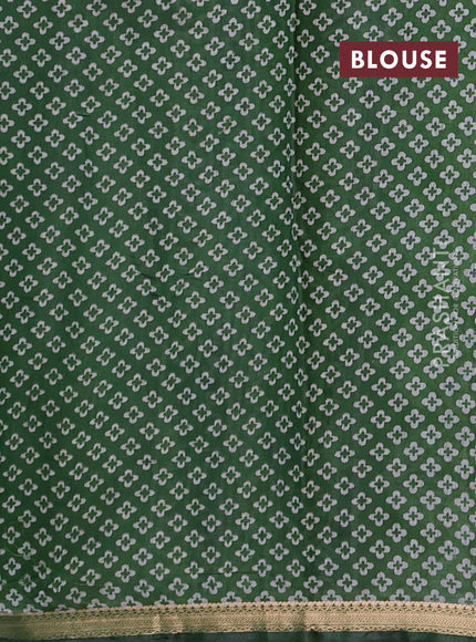 Semi maheshwari cotton saree blue and green with allover ikat prints and zari woven border