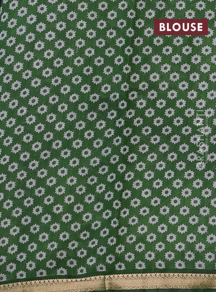 Semi maheshwari cotton saree blue and green with allover prints and zari woven border