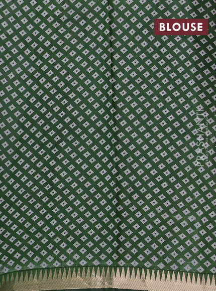 Semi maheshwari cotton saree green with allover kalamkari prints and zari woven border