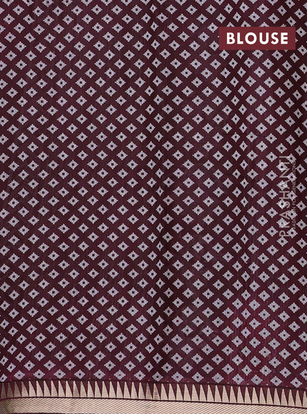Semi maheshwari cotton saree deep maroon with allover kalamkari prints and zari woven border