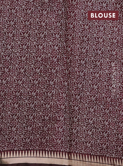 Semi maheshwari cotton saree deep jamun and deep maroon with allover prints and zari woven border