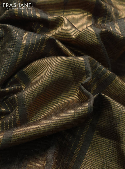 Pure dupion silk saree grey shade with allover zari weaves and parsi work border